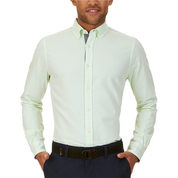 Nautica Camisa con botones Oxford para hombre, verde, mediano