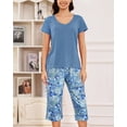 thumbnail image 2 of MyFav Women's Plus Size 2-Piece Capri Pajamas Set Short Sleeve Top Capri Pants Sleepwear,2XL, 2 of 7