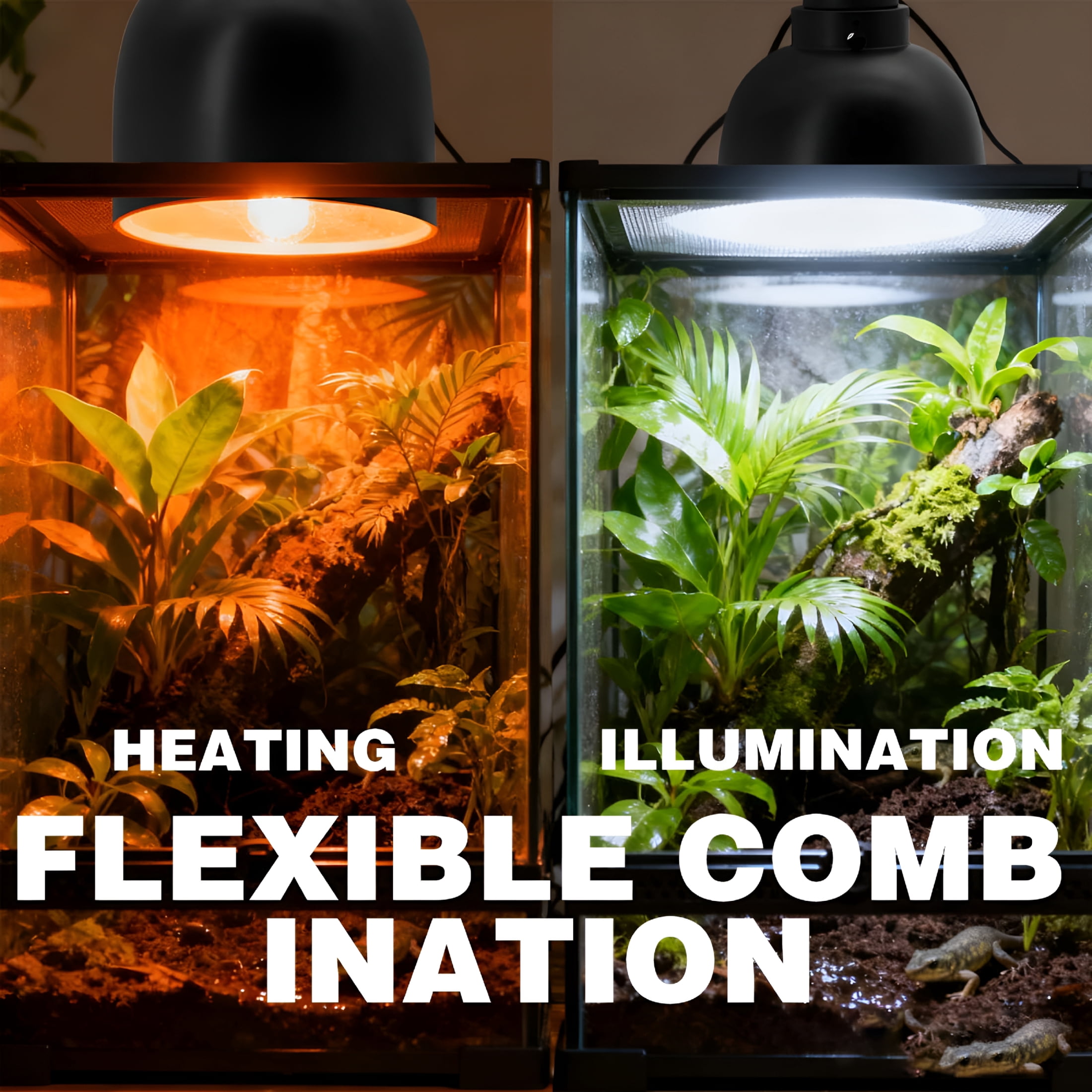 HIBIBUD 2026 New 5.5-Inch Reptile Heat Lamp Fixture (2 Packs) Dual-Switch Reptile Light Fixture Reptile Heat Lamp Single Fixture Max 200W Power E26