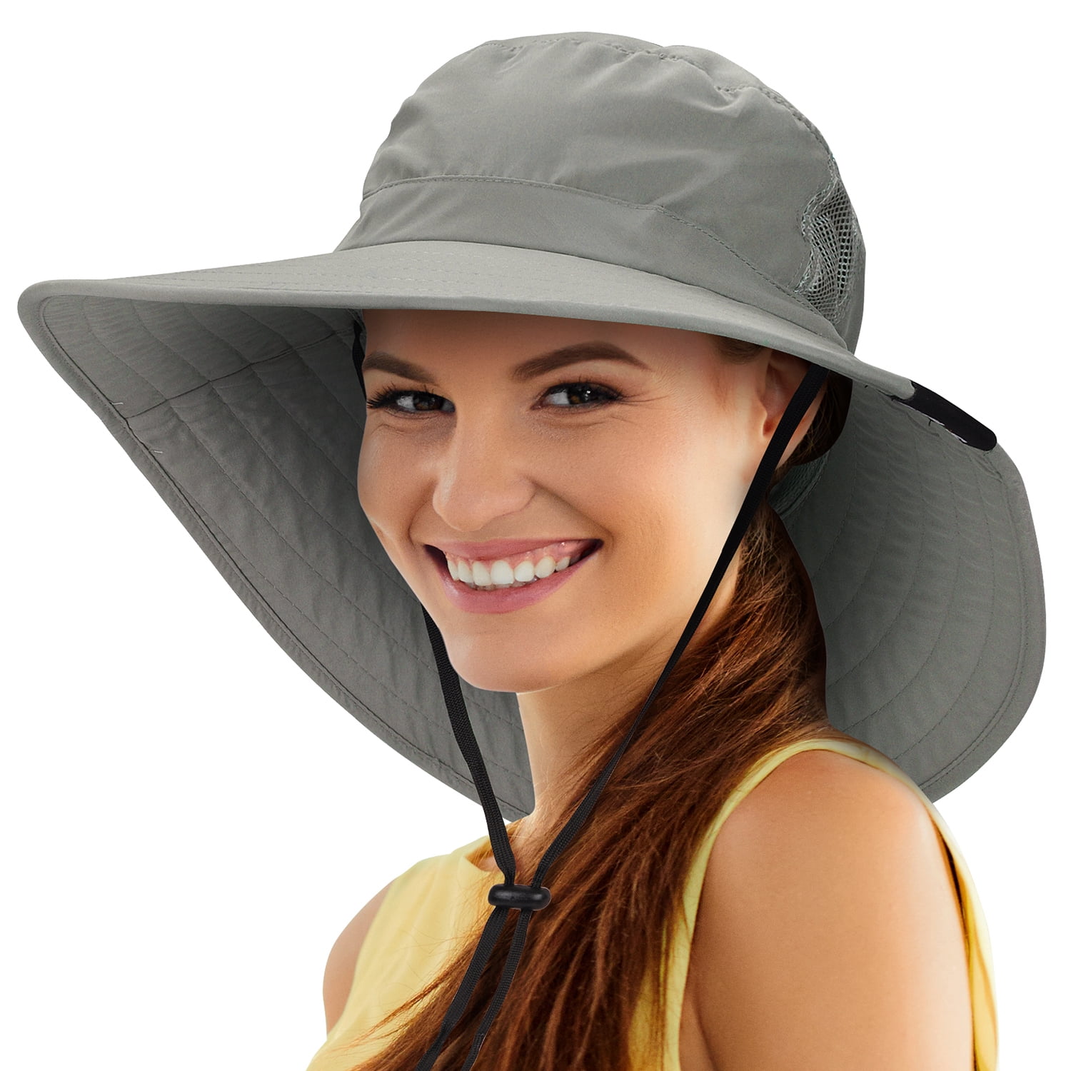 Unisex Safari Sun Hat Wide Brim Boonie Cap with Adjustable Drawstring