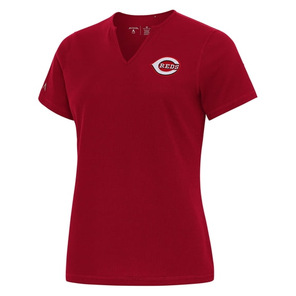 Women's Antigua Red Cincinnati Reds Notch Neck T-Shirt