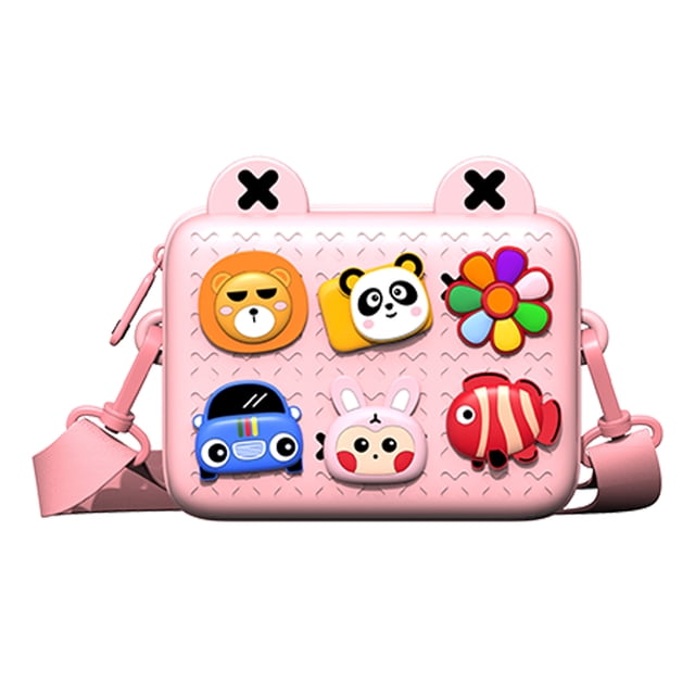 Bolso de hombro para niños Bolso de mensajero ajustable de longitud a prueba de suciedad de dibujos animados Bolso cuadrado para niños, rosa Inevent FN000139-02