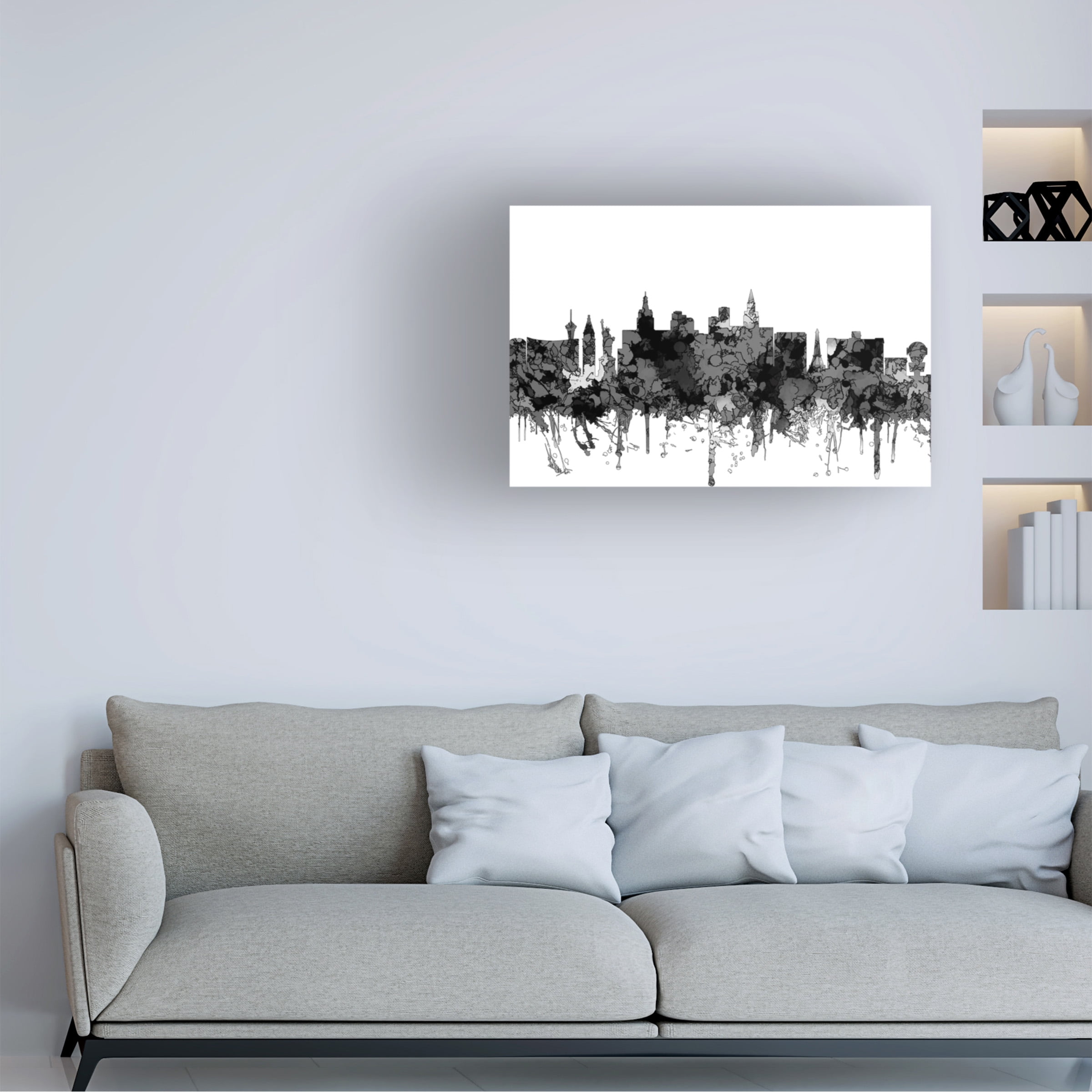 アート・デザイン・音楽  WATSON Search : Las Vegas Nevada Marlene Watson 'Las Vegas Nevada Skyline 2 Cartoon B and W