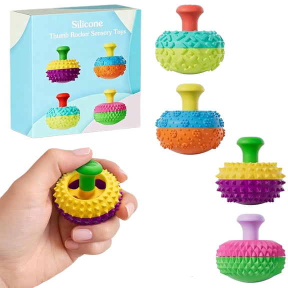 Ausugar Silicone Thumb Rocker Fidget Toys, Textured Sensory Set, 4PCS Thumb Fidget Toy Pack, Finger Sensory Toy Kit, Smooth Flexible Material, for Desk Focus Travel