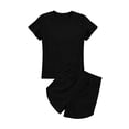 thumbnail image 3 of BTDECLAR Women's Summer Pajamas Sets 2 Piece Crewneck Ruffle Short Sleeve Tops and Shorts Pj Set Soft Comfy Breathable Sleepwear Outfits, 3 of 4