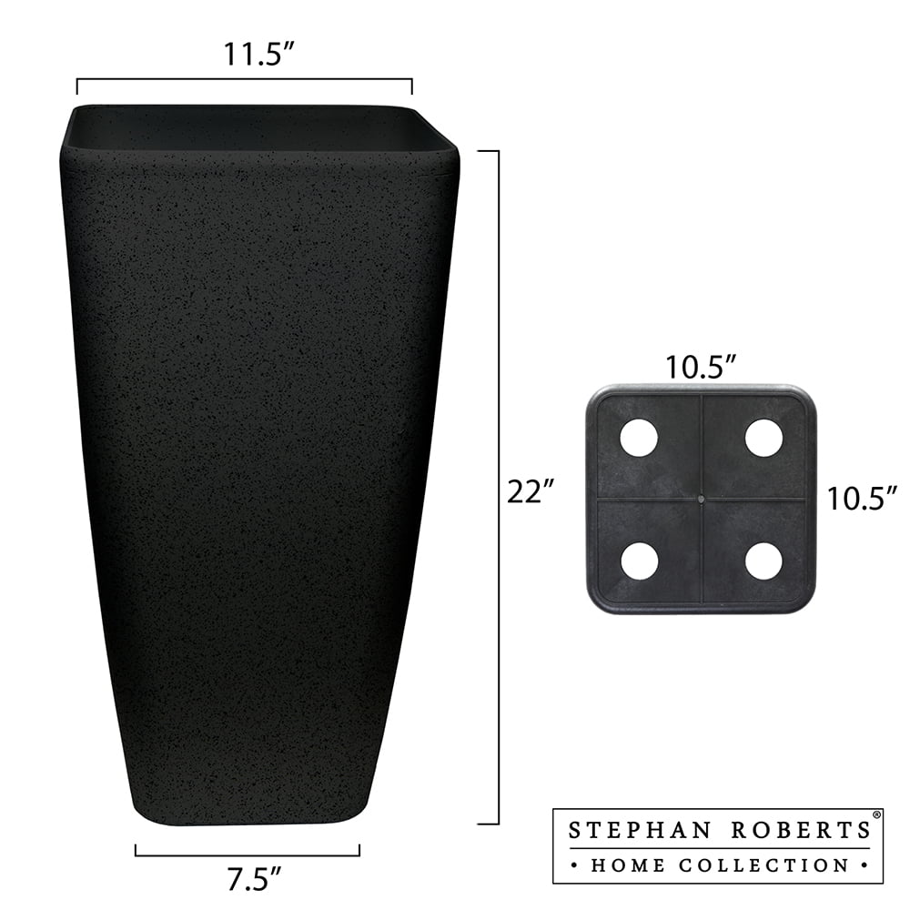 Stephan Roberts Tall 22 " Planters with Drainage Holes Set of 2, Black
