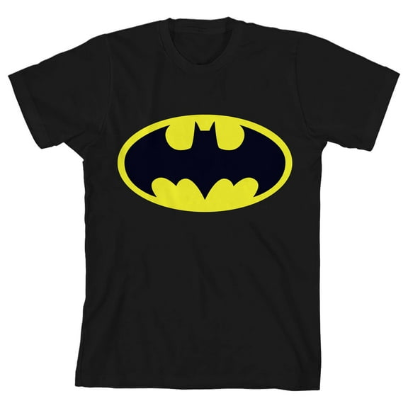 Batman Logo Boy's Black T-shirt-Medium