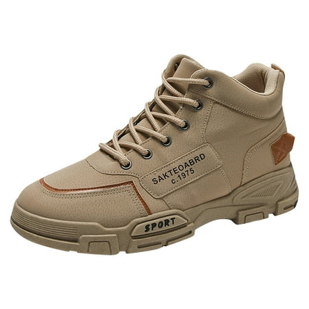 

CHOII Clearance Men s Shoes Spring Corduroy Sports And Leisure Board Shoes Men s Old Cloth Shoes High Top Comfortable Lace-up Short Boots Work Booties Khaki/7.5