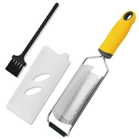 

Hand-held Stainless Steel Food Grater Pro Kitchen Tool for Cheese Parmesan Vegetable Ginger Garlic Nutmeg Citrus Lime Orange Chocolate Fruit - Fine Shredder yellow yellow，G184932
