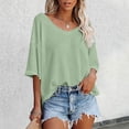 thumbnail image 2 of Tanghaowl Womens T Shirts, Women V Neck Batwing Half Sleeve Knit Loose Shirt Solid Color Top Casual Tee Mint Green XXL, 2 of 5