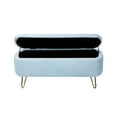 thumbnail image 3 of 39"Storage Ottoman Bench for End of Bed, Modern Faux Fur Entryway Bench with  Gold Legs, Upholstered Padded Storage Bench for Living Room, Bedroom, Dining Room, Blue, 3 of 7