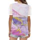 thumbnail image 2 of Gibobby Camiseta de Manga Corta con Cuello en V Top manga corta con cuello en V encaje informal con estampado moda para mujer(Morado,XL), 2 of 4