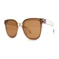 thumbnail image 2 of Womens Metal Brow Line Inset Lens Horn Rim Fashion Sunglasses Clear Beige Brown, 2 of 5