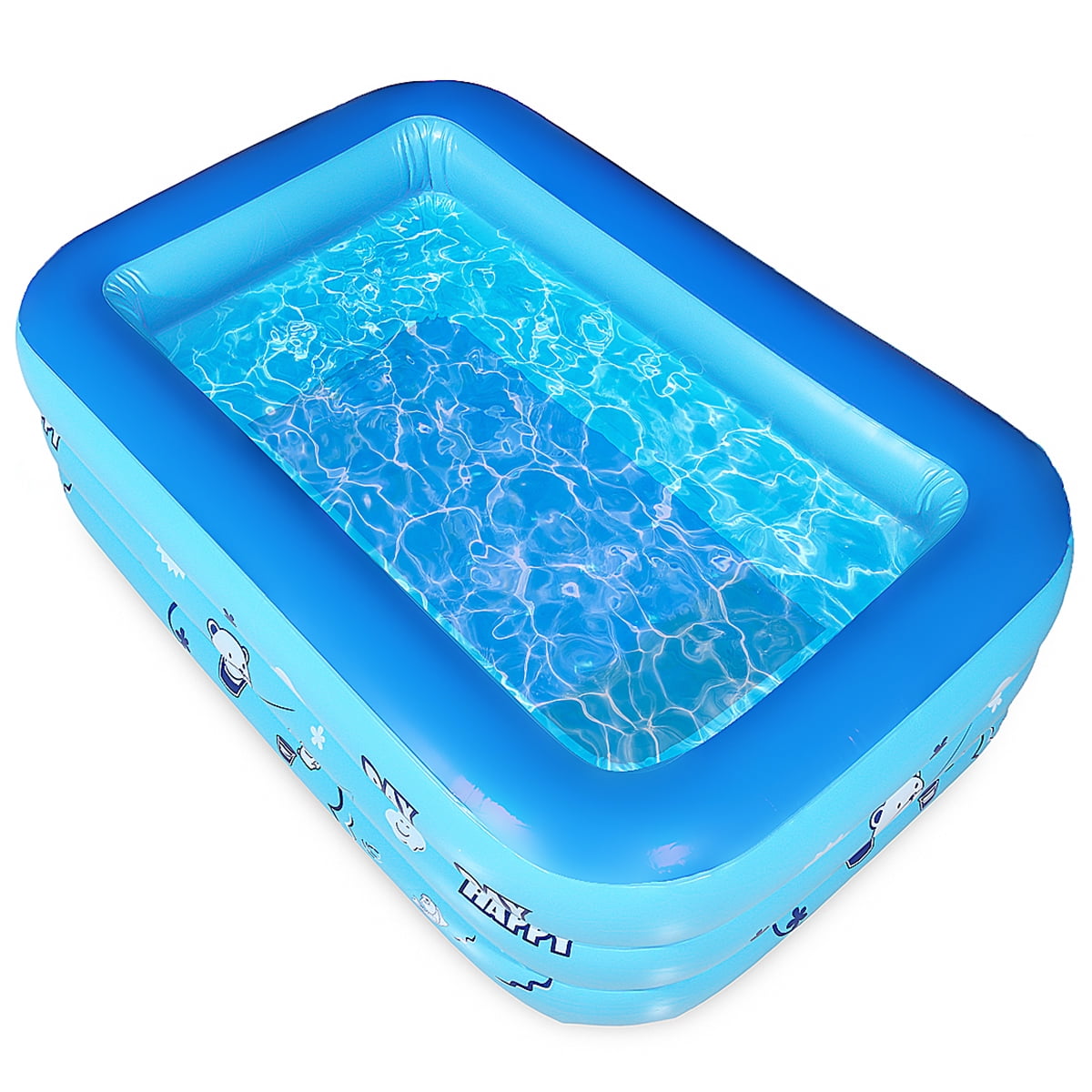 Large 3 Rings Inflatable Swimming Pool with Anti-Slip Soft Floor, Home Garden Swim Paddling Pool Bathing Tub for Summer Outdoor Gift for Adults Kids