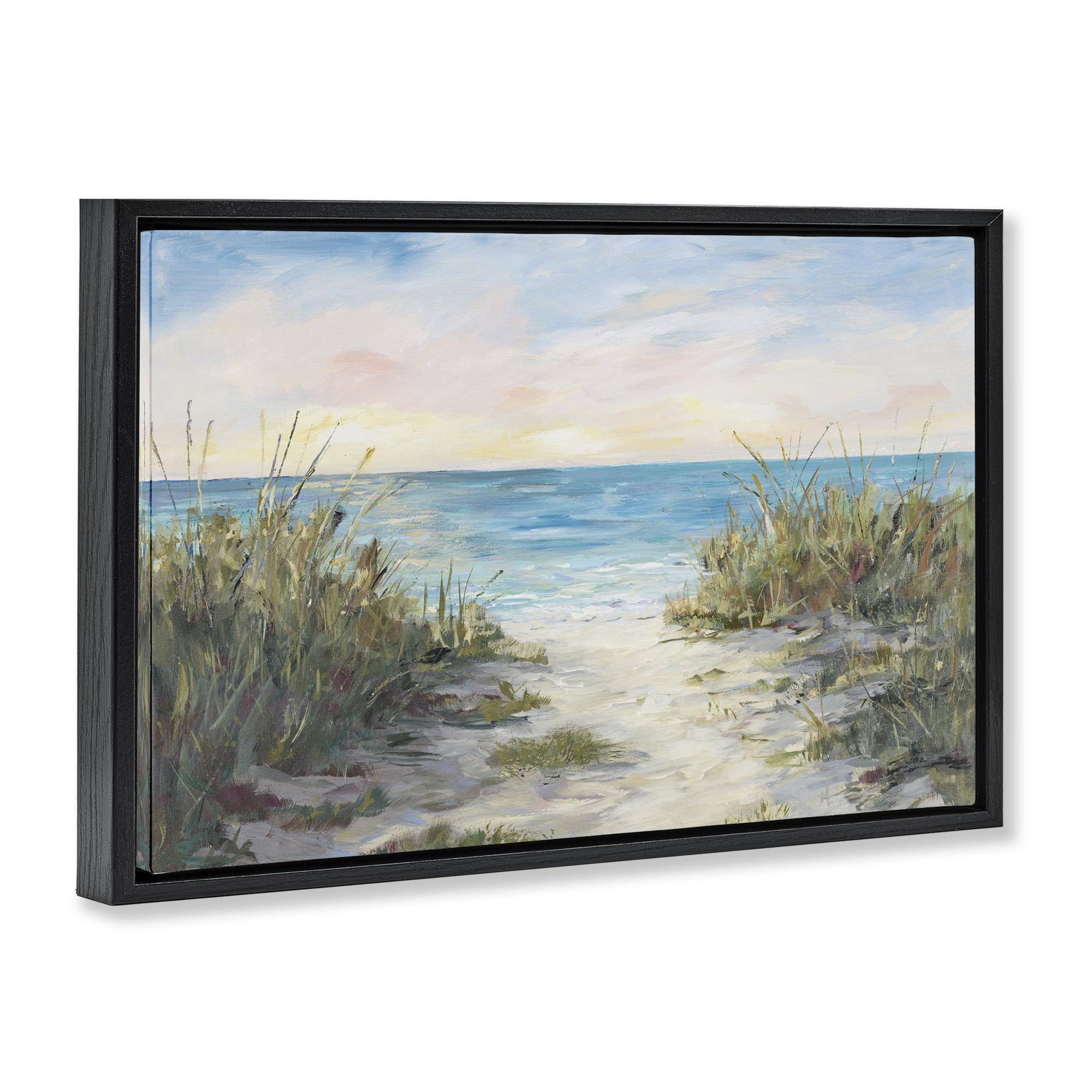 Stupell Industries Walk To The Beach Black Framed Floater Canvas Wall Art, design by Julie DeRice