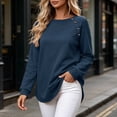 thumbnail image 3 of Agkizg Crewneck Sweatshirt for Women Oversized Long Sleeve Button Pullover Top Fall Winter Fashion Outfits Clothes, Sizes S, 3 of 6