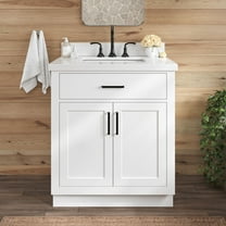 Ariel Hepburn 31 In. Rectangle Sink Vanity With White Quartz Countertop 1.5" Edge In White