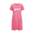 thumbnail image 6 of Nightgowns for Women Plus Size Short Sleeve Love Print Sleepshirts Elegant Cozy Crewneck Dress Casual Womens Sleepwear Hot Pink M, 6 of 6