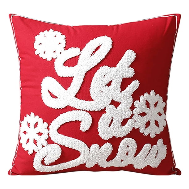 Cubiertas de Almohada de Navidad, Nuevo Lienzo de Algodón Bordado Ciervo Nieve Cojín de la Almohada de Navidad, Decoración Festiva Del Hogar para Sofá Cama Sillón