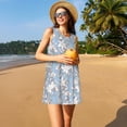 thumbnail image 3 of Balery Lily Flower Vestidos de verano para mujer con estampado: vestido holgado sin mangas, vestido playero informal y cómodo para días calurosos., 3 of 7