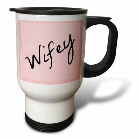 3drose, Wifey, Light Pink Background, 14oz Stainless Steel Travel Mug