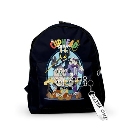 The Cuphead Show Merch Fabric One Shoulder Keychain Backpack Printed Student School Bag Mini bags
