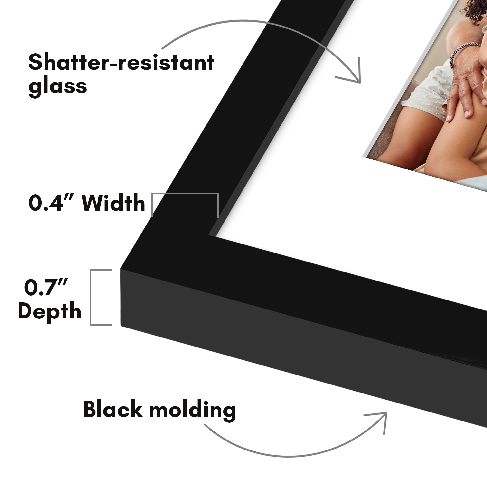 Americanflat 9x12 Picture Frame with Shatter-Resistant Glass with 6x8 Mat 2 Pack Display Photo Wall - Black