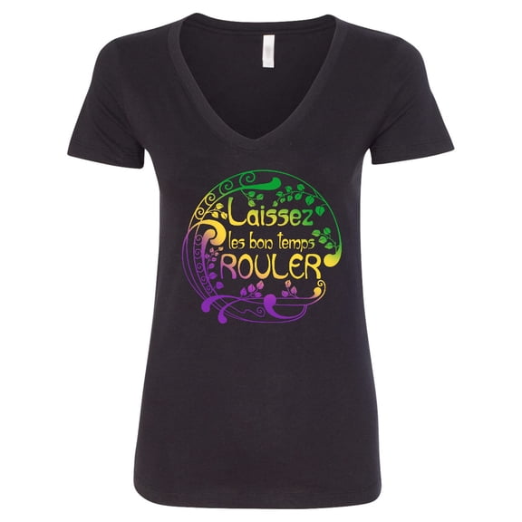 Inktastic Laissez Les Bon Temps Rouler Mardi Gras Women's V-Neck T-Shirt