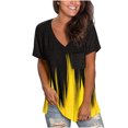 thumbnail image 2 of Summer Tops for Women Casual Flame Printed Tunic Short Sleeve V Neck Loose Fit T-Shirts Color Block Blouses, 2 of 6