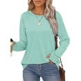 thumbnail image 3 of MOSHU Sweatshirts for Women Thumb Hole Long Sleeve Shirts Curved Hem Crewneck Sweatshirts Casual Fall Womens Tunic Tops, 3 of 10