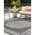 thumbnail image 5 of Unique Loom Outdoor Traditional Collection Area Rug - Timeworn (10' Square Charcoal Gray/Gray), 5 of 6