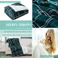 thumbnail image 5 of Elegant Comfort Throw Blanket, Reversible Sherpa Flannel, Ultra-Soft, Fuzzy, Plush- All season Lightweight Decorative Throw, 50 x 60 inches, Plaid Design Sherpa Throw, Green, 5 of 5