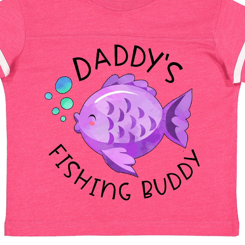 Inktastic Daddy's Fishing Buddy with Cute Purple Fish Boys or Girls Toddler  T-Shirt 