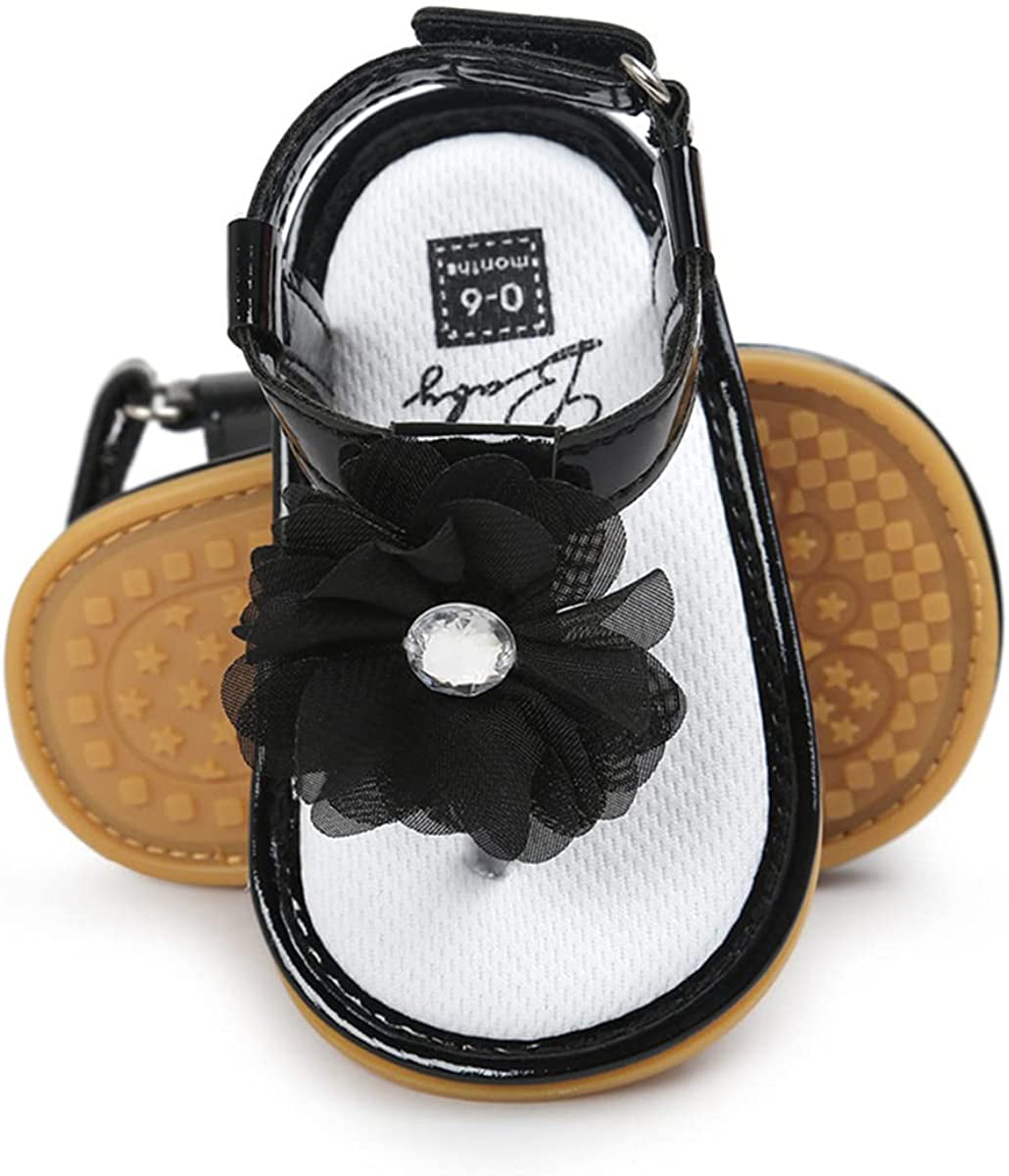 LAFEGEN Baby Girl Summer Sandals Non Slip Soft Sole T-Strap Infant Toddler First Walkers Crib Dress Shoes 3-18 Months 