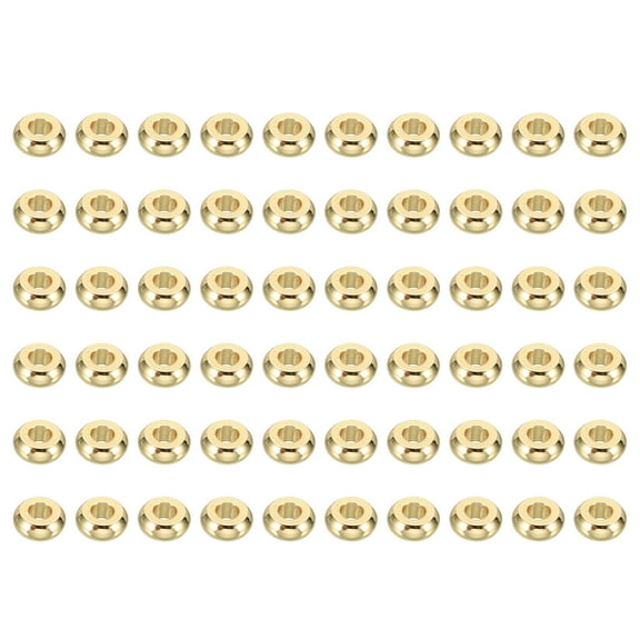 4mm Spacer Beads, 100 Pcs Flat Bead Spacers Bulk Flat Round Disc Beads Loose Metal Brass for Jewelry Making, Light Gold