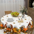thumbnail image 2 of Fall Tablecloth 60 Inch Round Thanksgiving Orange Pumpkin Truck Gnome Buffalo Plaid Table Cloth Autumn Harvest Polyester Table Cover for Holiday Party Dining Room Home Decor, 2 of 6