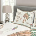 thumbnail image 3 of Ambesonne Feather Quilted Bedspread Set 3 Pcs, Tribal Chief Headdress, King Size, Dark Coral Sand Brown, 3 of 4