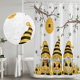 thumbnail image 4 of Yellow Bees Gnomes Shower Curtain, Waterproof Shower Curtains for Bathroom, Spring Floral Branches Modern Art Washable Fabric Bathtub Curtain Set Bath Decor with 12 Hooks Standard 72"x72", 4 of 6