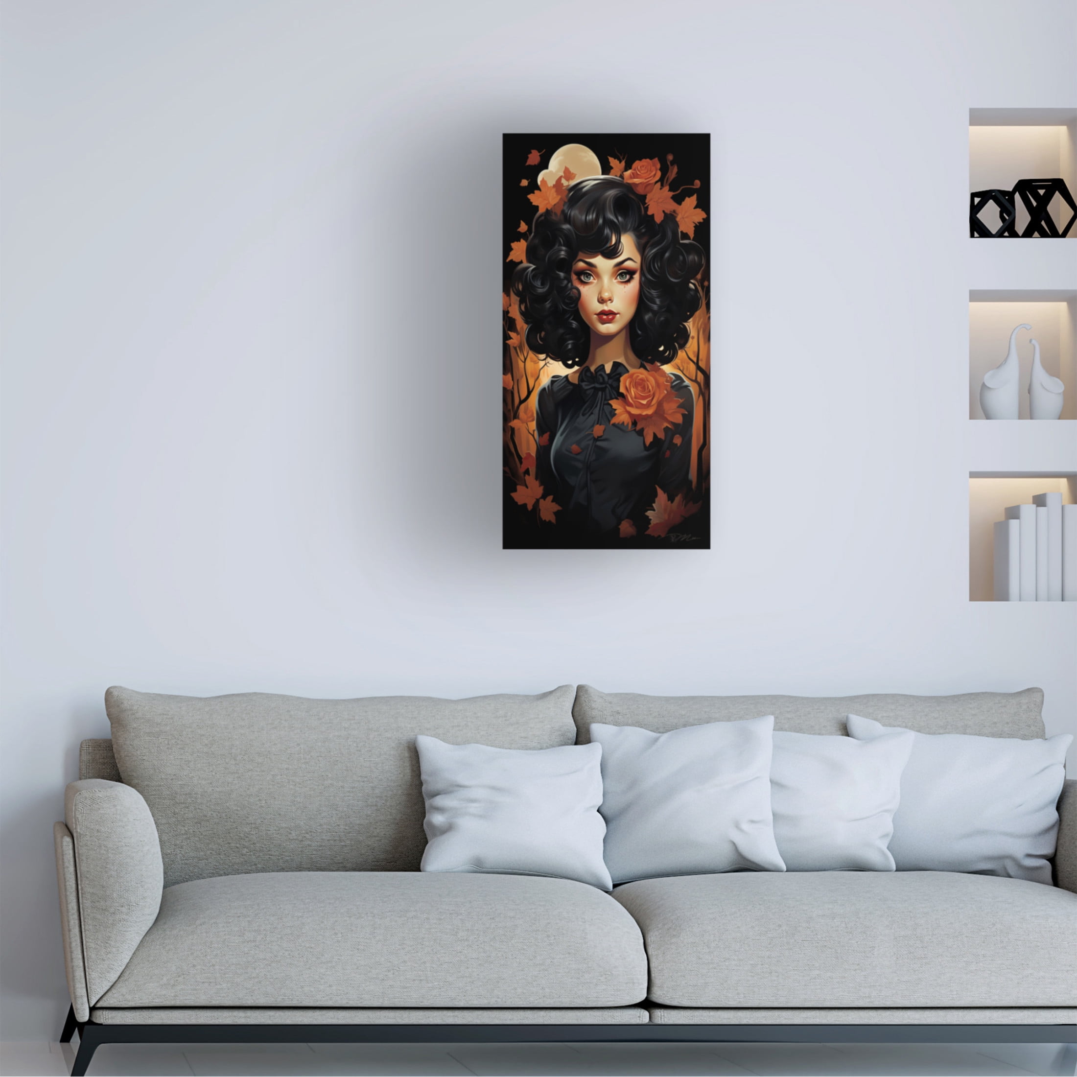 Canvas Wall Art - Momart 'Hallowen Girl (4)' Wall Art for Living Room, Bedroom, or Office Décor by Trademark Fine Art - 12 x 24 Inches