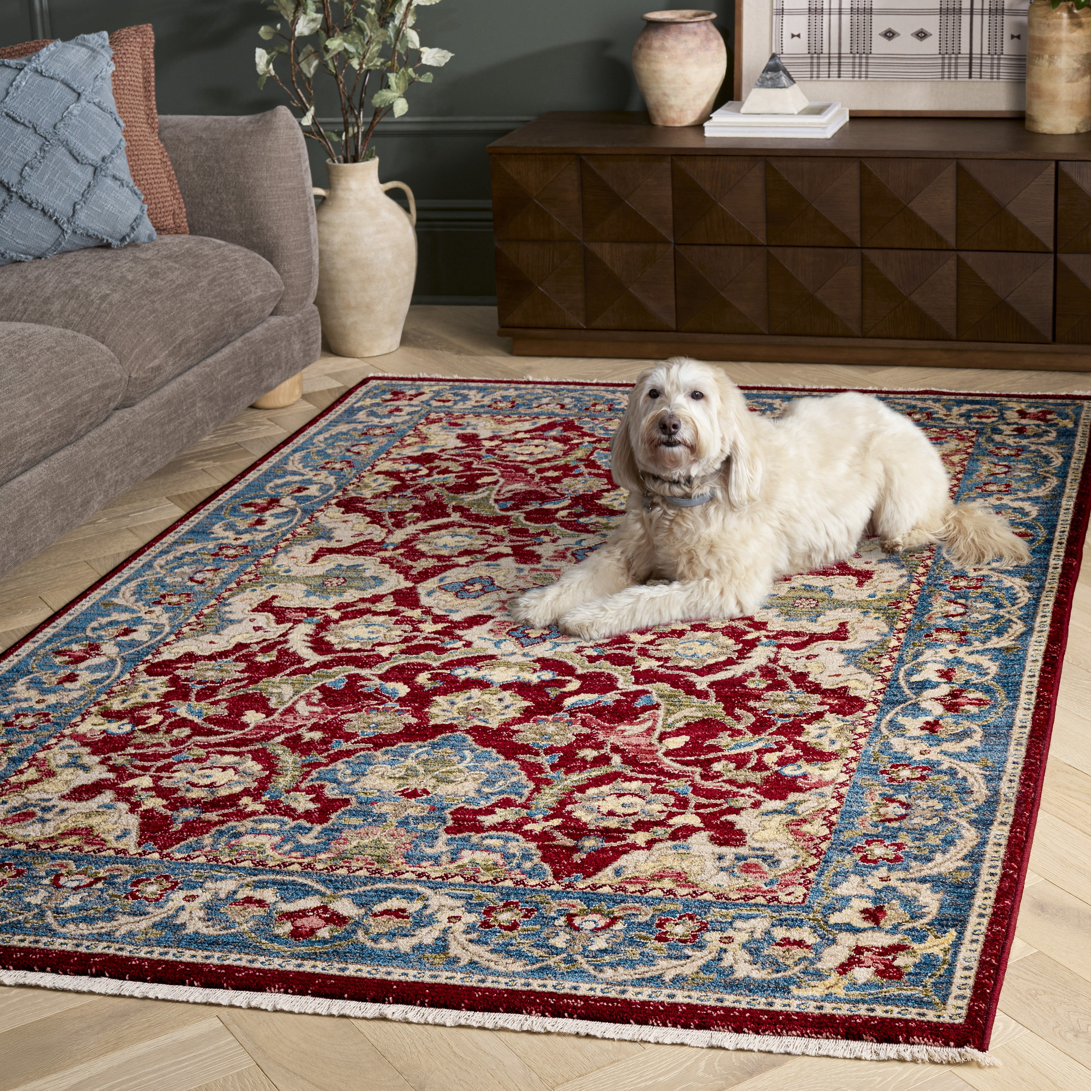 Safavieh Kashan Vincent Oriental Area Rug, Red/Blue, 6' x 8'