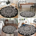 thumbnail image 6 of Carvapet Round Area Rug for Living Room, Non Slip Machine Washable Bathroom Rugs, Extra Soft Rugs for Bedroom, Boho Mandala Print Circle Rugs, 4ft Round Black, 6 of 9