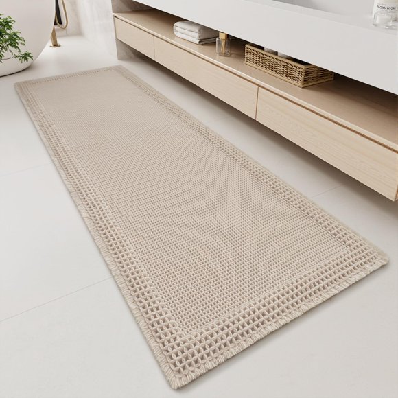 Alfombras de baño RESARE Waffle superabsorbentes de color beige pálido