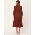 thumbnail image 4 of Moomaya Solid Tiered Dress For Women, Cotton Dress With Collar, 4 of 8