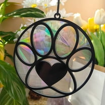 Vggrvlo Stained Glass Window Hanging Dog Claw Decor Suncatcher for Birthday, Women, Men, Wife, Aunt, and Mom Passing Away Remembrance Memory Ornaments for Dog Lovers