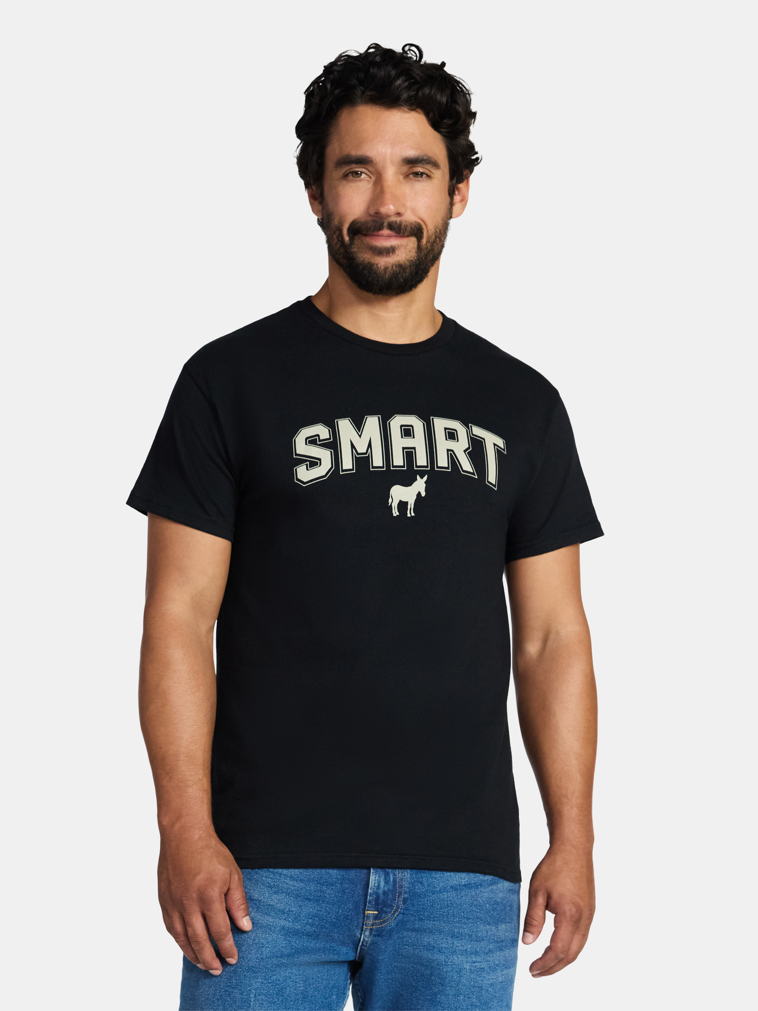 Humor Men's and Big Men's Cotton Smart Donkey Graphic Tee, Sizes S-3XL