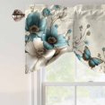 thumbnail image 5 of Tie Up Valances for Windows, Teal Tulip Butterfly Adjustable Valance Curtains Window Treatment for Living Room, Turquoise Floral Farmhouse Beige Rod Pocket Kitchen Curtains & Drapes 42x12 Inch, 5 of 9