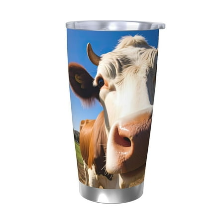 

Goofa Blue Sky Meadow Cute Cow for 20 oz Skinny Tumbler Stainless Steel Coffee Mug Slim Vacuum Insulated Travel Cup Car Cup-Without Straw