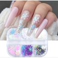 thumbnail image 1 of Copos de nieve para decoración de uñas con purpurina navideña 3D holográfica, brillantes, lentejuelas, purpurina de colores variados, copos de nieve, suministros para uñas acrílicas, invierno X, 1 of 5
