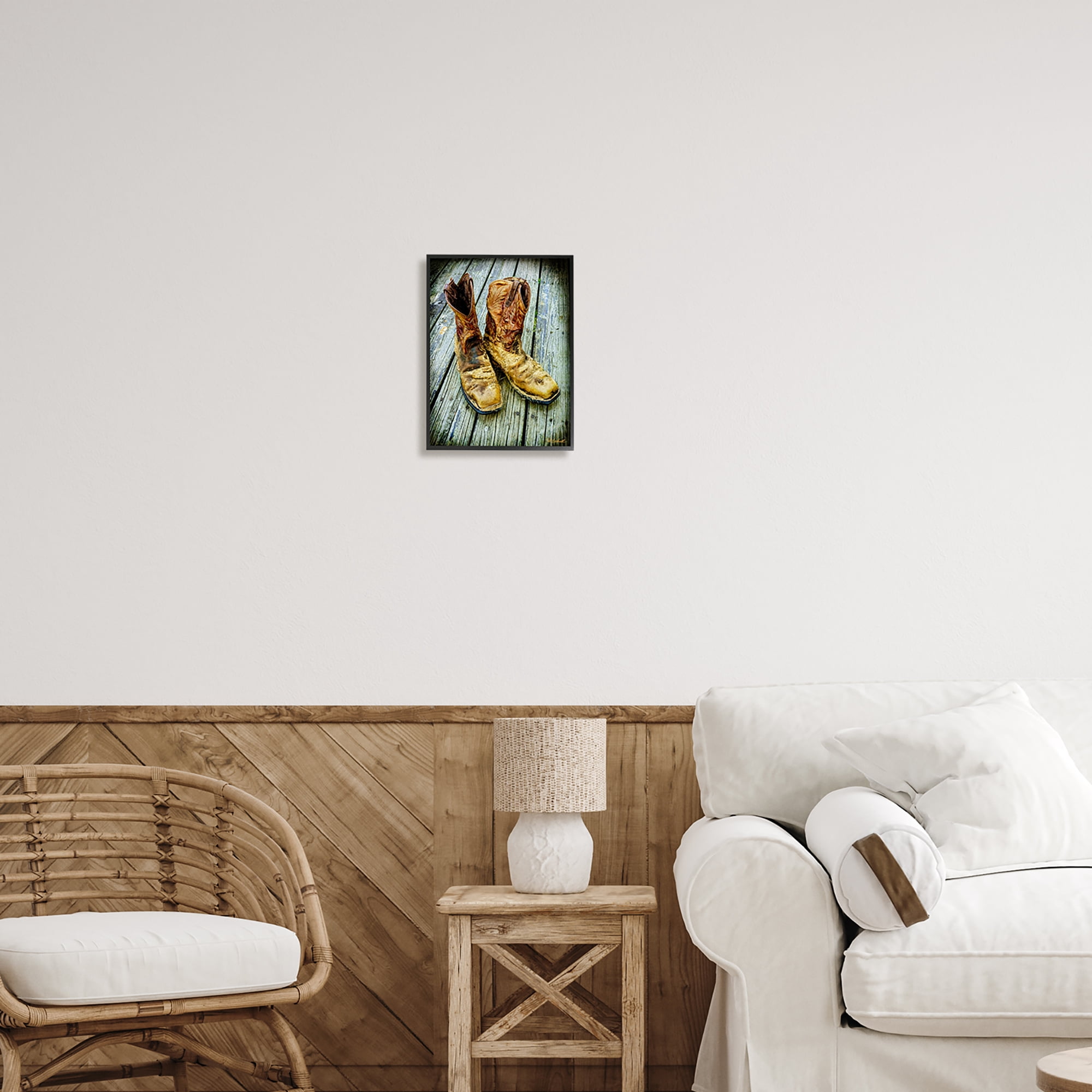 Stupell Industries Old Work Boots Photography Beauty & Fashion Photography Black Framed Art Print Wall Art, 11 x 14