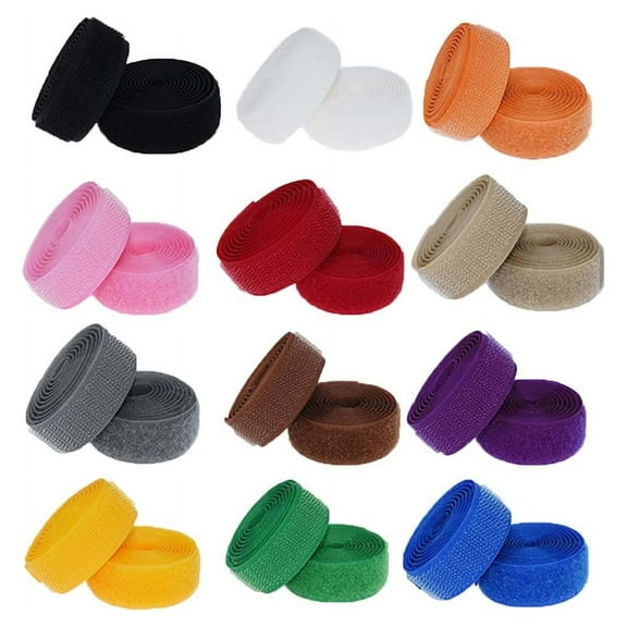 12 Colors Hook and Loop Tape ,Heavy Duty Nylon Fabric Strips for DIY Crafts & Sewing ,Industrial Strength for Cord Cable Organizer,24-Pack, 3/4 Inch